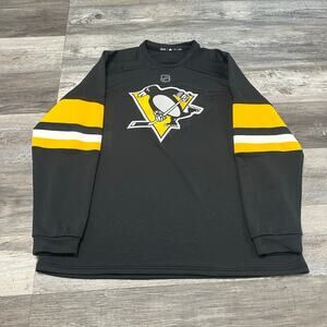 Pittsburgh Penguins NHL Adidas Black White‎ Yellow Mens XL Ice Hockey Sweatshirt